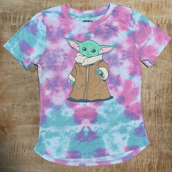 Star Wars Youth Large Girls Baby Yoda Grogu Tie-dye T-shirt - Picture 1 of 3